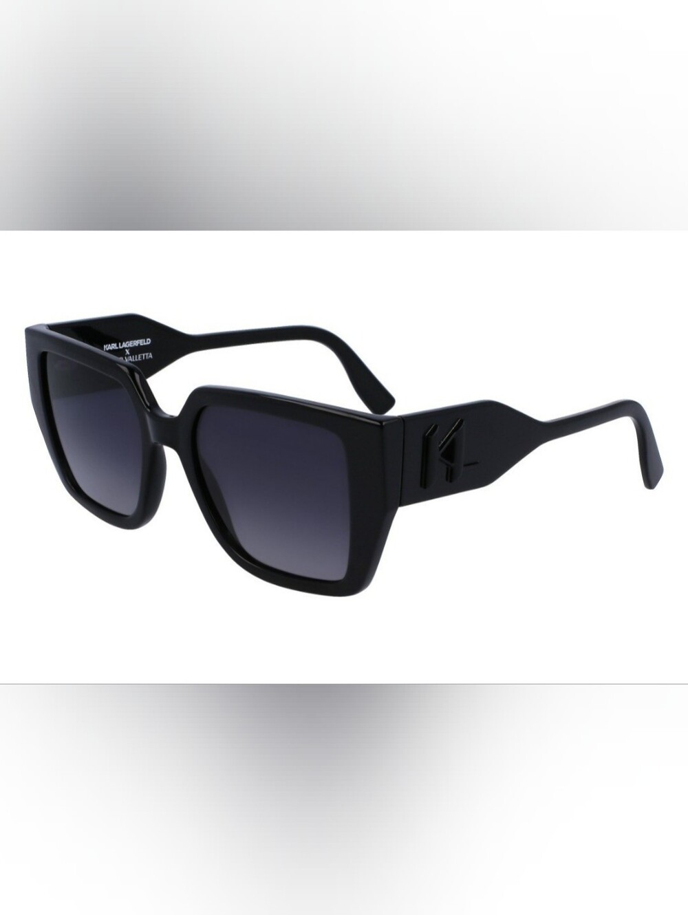Karl Lagerfeld Black Square Oversized Sunglasses with Gradient Lenses